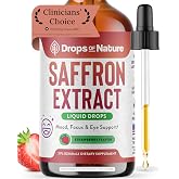 Drops Of Nature Saffron Supplements for Kids &amp; Adults - Strawberry, 60 mL | Pure Saffron Extract, Mood Balance Focus &amp; Eye Health Support, Faster Absorption than Gummies &amp; Capsules, Vegan, Gluten-Free