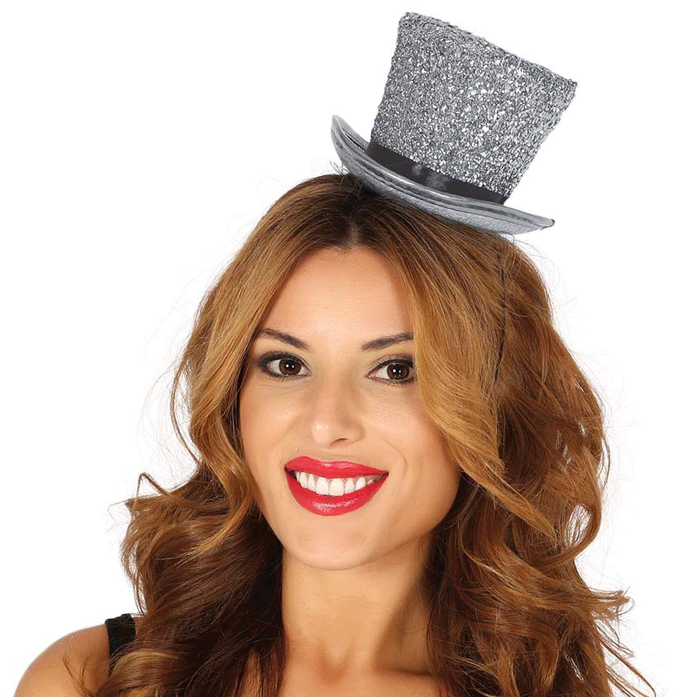 13034 Mini Cylinder Garland with Glitter, Silver Colour