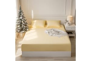 AYASW Fitted Sheet Only Full Size Deep Pocket Bed Fitted Sheet 1 Piece Premium Soft and Cozy 1800 Brushed Microfiber Wrinkle, Fade Resistant Breathable Easy Care Stable Yellow