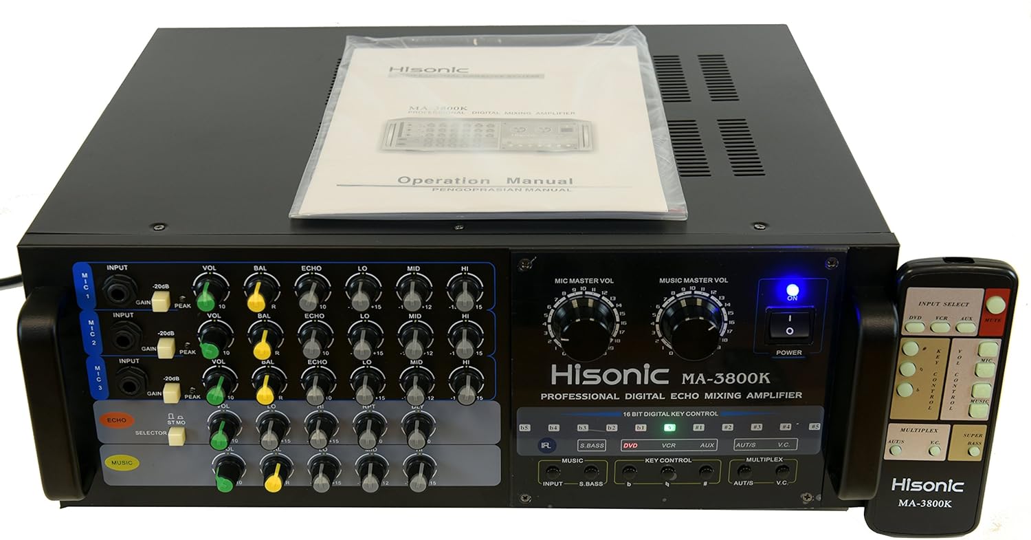 Amazon.com: Hisonic MA-3000K 600 Watts Professional Digital Mixing  Amplifier: Musical