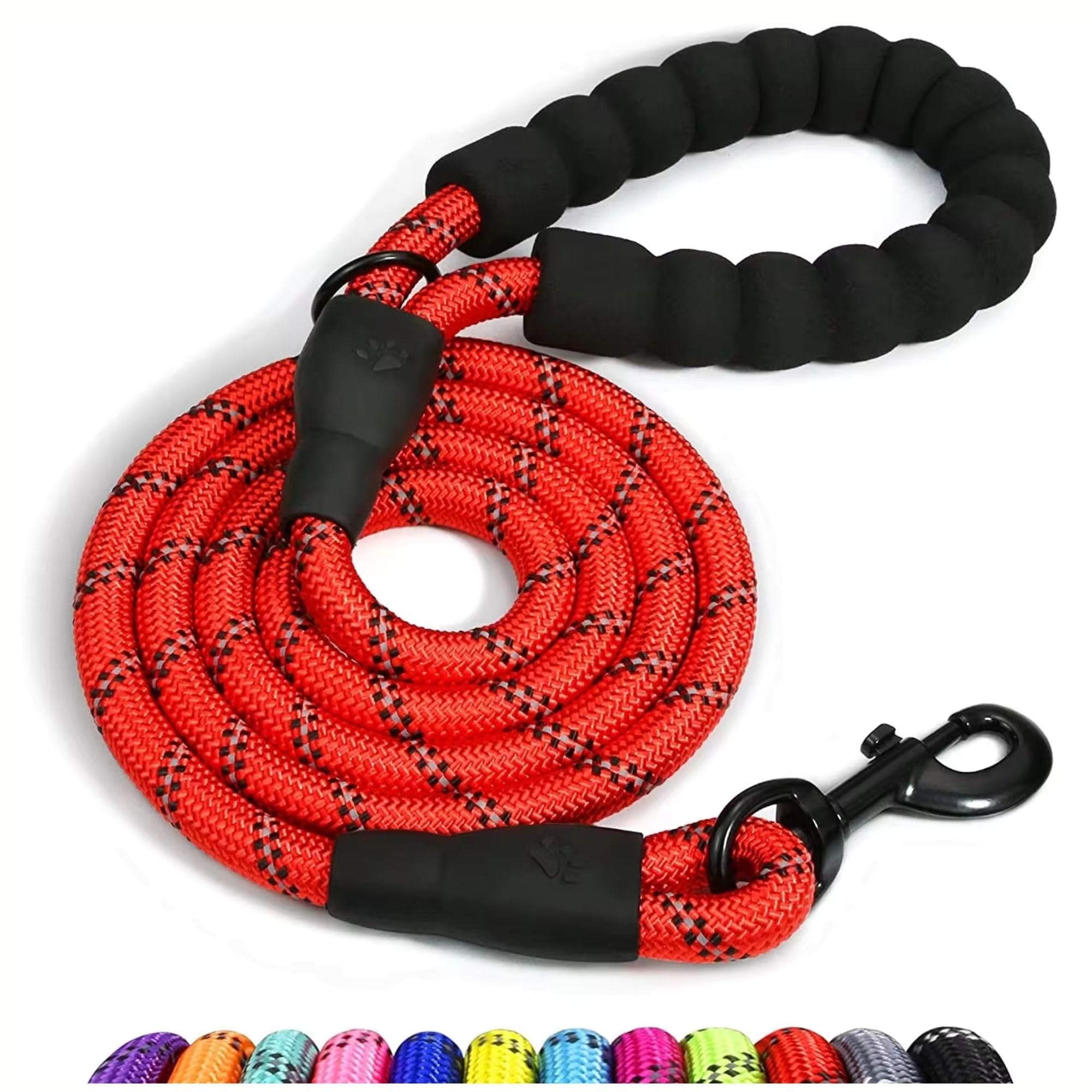Spanner In The Works® | Red Dog Lead For Large Dogs - Reflective Dog Leashes, 1.5 Metre Long, Thick 13mm Anti Pull Leash | Padded Handle, Strong 360 Swivel, Rope Lead — image 1