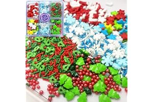 WERARU Christmas Tree Star Snowflakes Sprinkles Candy Sugar Sprinkle Red and Green Sprinkles Cake Decorations Cupcake Toppers Cookie Decorating Ice Cream Celebrations 3.2oz