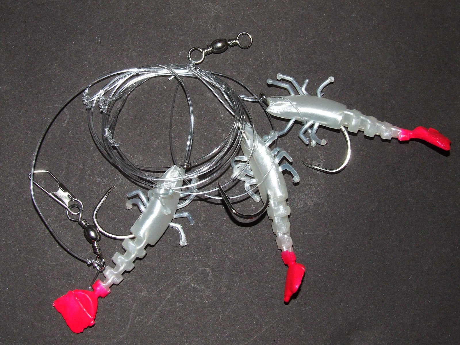 SUPER CATCH PRAWN SHAD RIG LURE 3 x 6/0 HOOK BOAT BASS COD SEA FISHING LINE CLIP