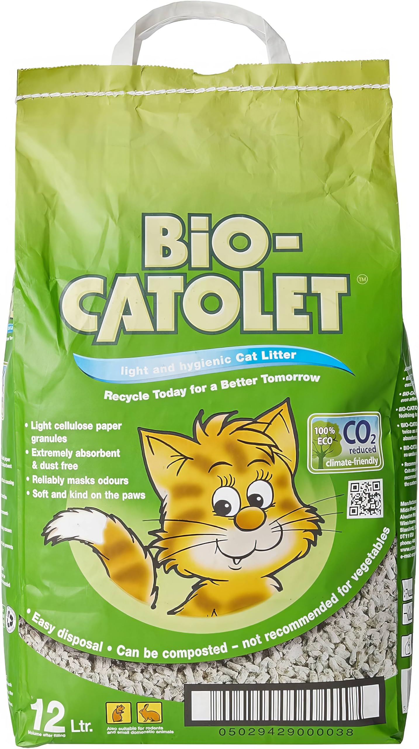 Bio-Catolet Light & Hygienic Recycled Paper Granules Cat Litter 12 Liter, Packaging May Vary