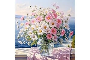 Zythron Flowers Diamond Art Kits for Adults, Flower Diamond Painting Kits for Beginners, Pink Daisy vase DIY 5D Gem Art,Diamond Art for Adults for Gift Home Decor 14x14 inch