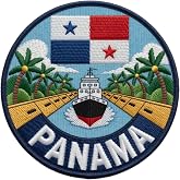 Panama Canal Flag Patch Embroidered Iron-on/Sew-on Badge (3.5 Inch) Travel Vacation Souvenir Tourist Emblem Backpack, Jacket, Gift Patches