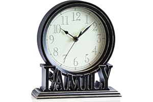 AYRELY® 6.5-Inches Table Clock, Vintage Family Non-Ticking Desk Clock, Retro Mantel Clocks for Living Room, Bedroom, Shelf, F