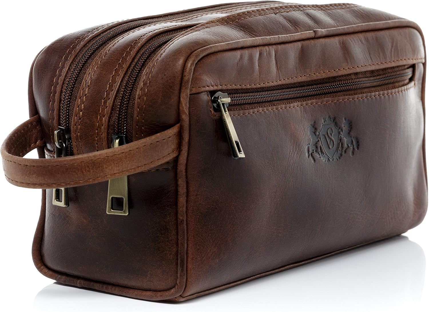SID & VAIN wash Bag GATWICK Large Travel Overnight Wash Gym Shaving Bag for Men's Or Ladies Real Leather Toiletry Bag Leather Bag Men