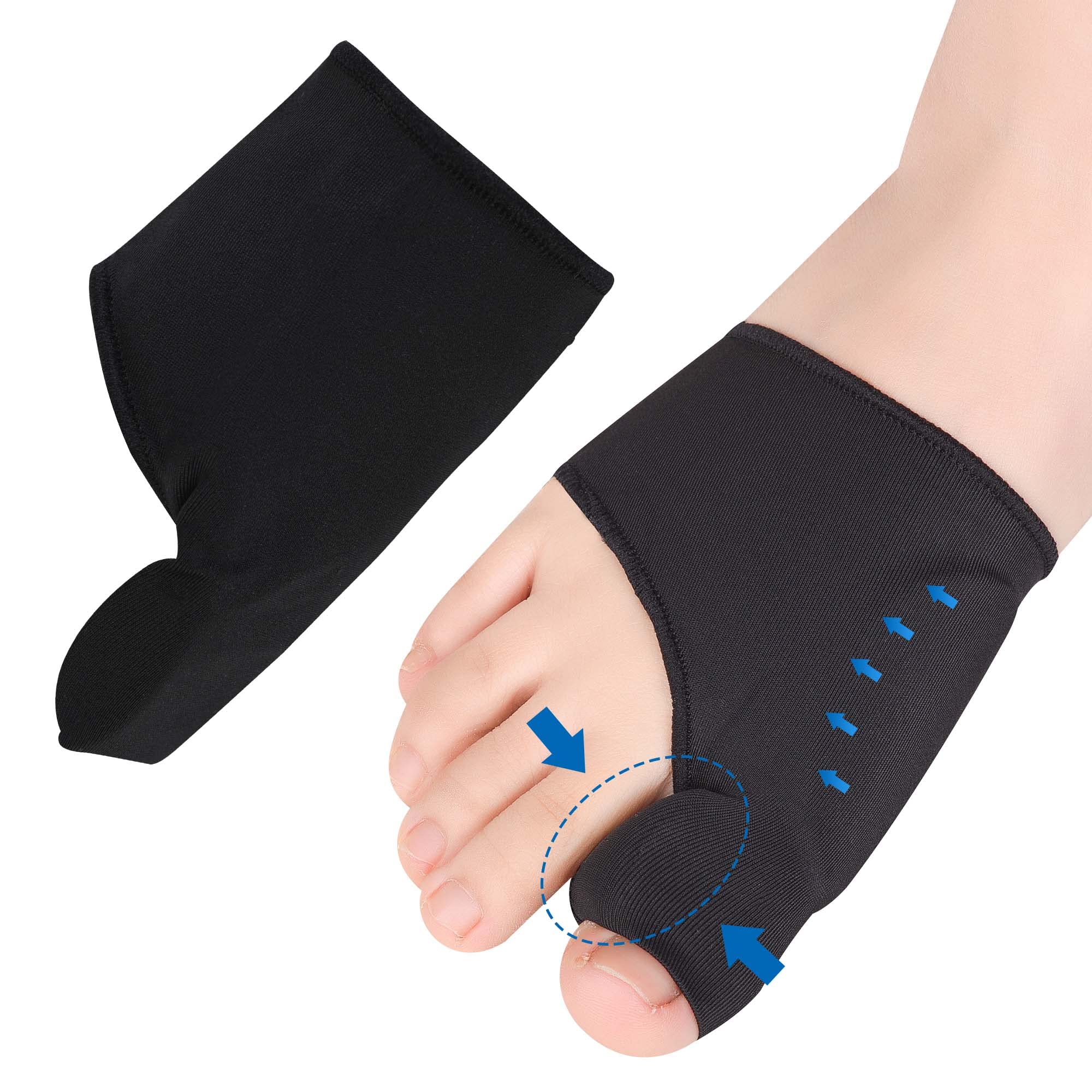 Bunion Corrector Big Toe Separator & Bunion Relief Protector Sleeves 1 Pair of Orthopedic Bunions Toes Splint with Silicone Pad Protector,Non-Surgical Correction of Bunions Day Night(Black & M)