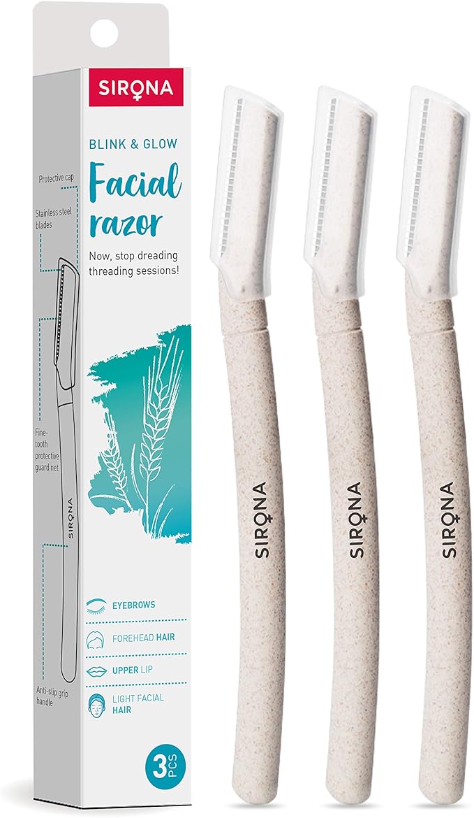 Sirona Blink and Glow Face Razor for Women 3 Razors Facial & Upper