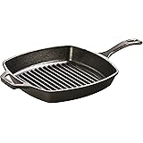 Lodge Pre-Seasoned Cast Iron Grill Pan With Assist Handle, 10.5 inch, Black