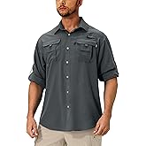 Men's Sun Protection Fishing Shirts Lightweight Long Sleeve UPF 50+ Travel Work Hiking Shirts with Pockets