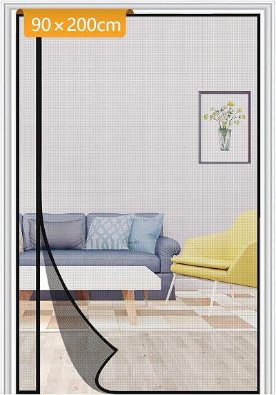 Yotache Side Opening Fly Screen 90x200 cm Magnetic Door Screen Black