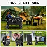 TECKNET Folding Festival Camping Trolley Cart Wheels Brakes 180L 150KG Garden view 3