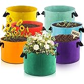 Biotolot 15-Gallon Fabric Grow Bags (7 Pack of Mix Colors) with Handles for Potato Tomato Flower and Vegetables