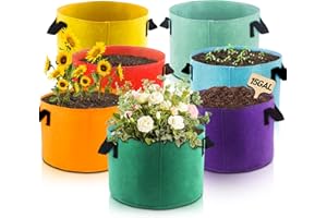 BIOTOLOT 15-Gallon Fabric Grow Bags (7 Pack of Mix Colors) with Handles for Potato Tomato Flower and Vegetables