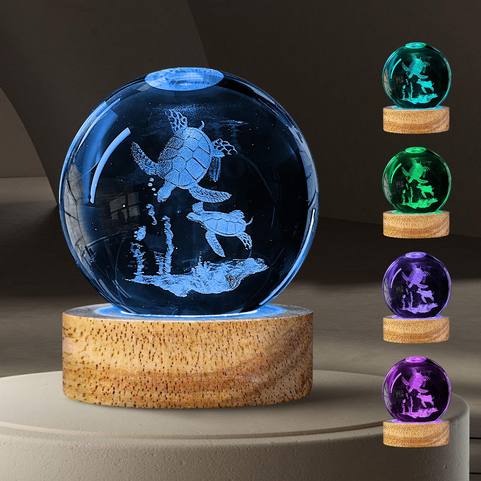 Photo 1 of DCORIUNTG 3D Sea Turtle Crystal Ball Night Light with 16 Color, 60mm Sea Turtle Figurine Glass Lamps with Remote Unique Turtle Room Table Decor Birthday Christmas Gifts for Boys Girls Friends