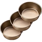 Yomvzake Air Fryer Mini Pie Pan Tart Tins, Jumbo Muffin Cupcake Pan 4 Inch Air Fryer Hamburger Bun Mold, 3PCS Non-Stick Air Fryer Egg Baking Pan Individual Pazookie Mini Cake Pans for Baking