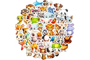 50 Pcs Animal Stickers for Water Bottles Laptop DIY Skateboard Waterproof Sticker Prizes Gifts