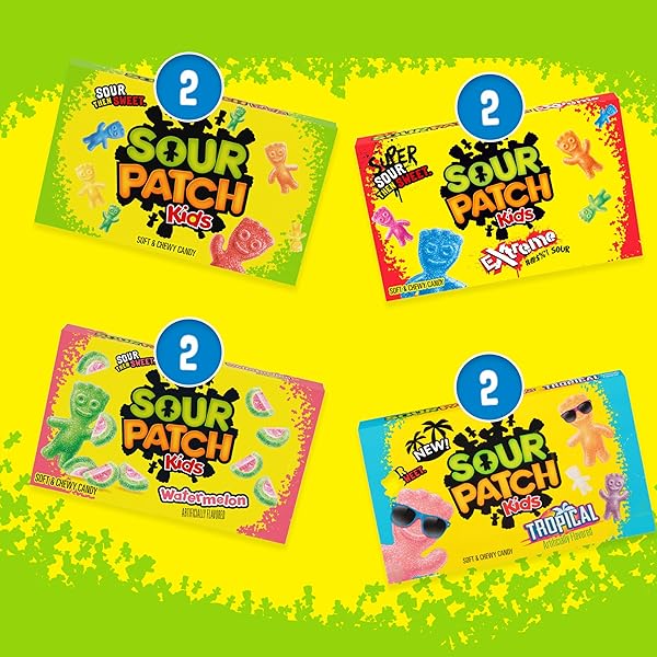 SOUR PATCH KIDS SOFT & CHEWY CANDY VARIETY PACK LARGE GIFT BOX, BULK CANDY, 8-3.5 OZ BOXES