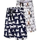 ENJOYNIGHT 2 Pack Mens Pajama Shorts Cotton Sleep Bottoms with Pockets & Drawstring