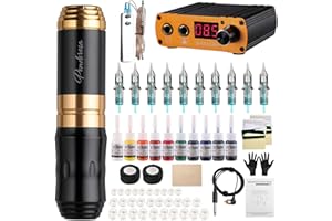 STIGMA Tattoo Kit Complete for Beginners Rotary Tattoo Gun with Tattoo Ink Set Cartridge Needles Transfer Paper Ink Cups STP3