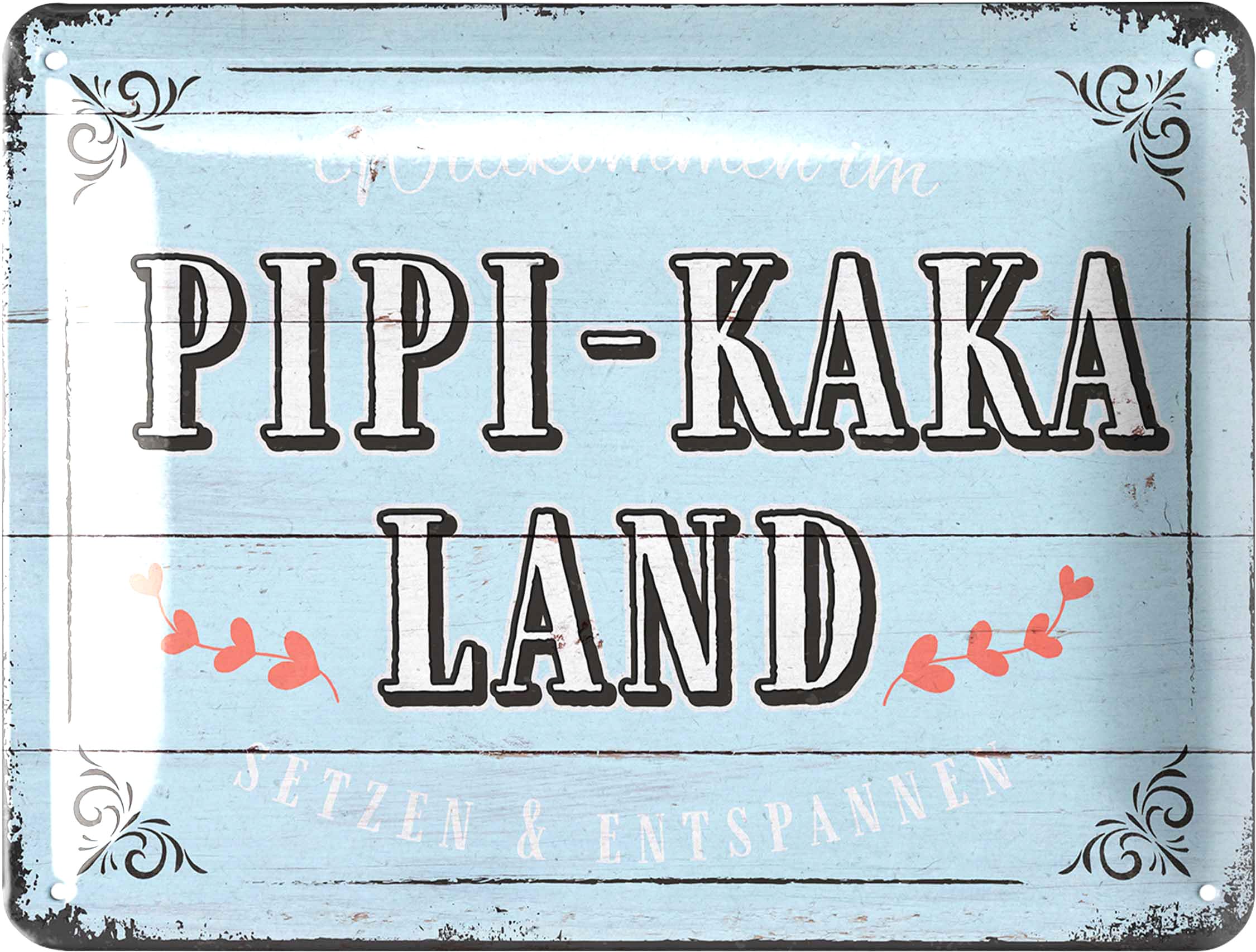 LANOLU Tin Sign PIPI KAKA Country Sign - Funny Toilet Sign - Funny Toilet Signs Vintage Decorative Guest Toilet Sign, 15 x 20 cm