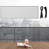 Hosuly Banister Guard Balcony Netting, 15 x 3 ft, Black, 1 Set | for Kids Pets Stairway Safety Net Baby Fence, CPC Certified Flame-retardant Thickened Mesh for Apartment Railing, No Drilling