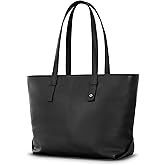 Samsonite Mobile Solutions 2 Leather Tote, Stylish Women’s Laptop and Work Bag with StackIt Strap, Padded Laptop Sleeve, Interior Organizer & Protective Feet, Soft Pebbled Leather - Black