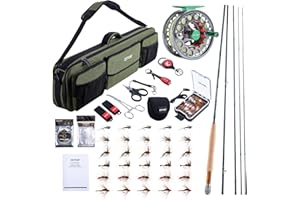 Goture 9ft Fly Fishing Rod Combo, Pre-Spooled CNC/Dia-cast Reel, Solid Burmese Teak Padauk/Aluminum Seat, Fly Rod Kit with Ca