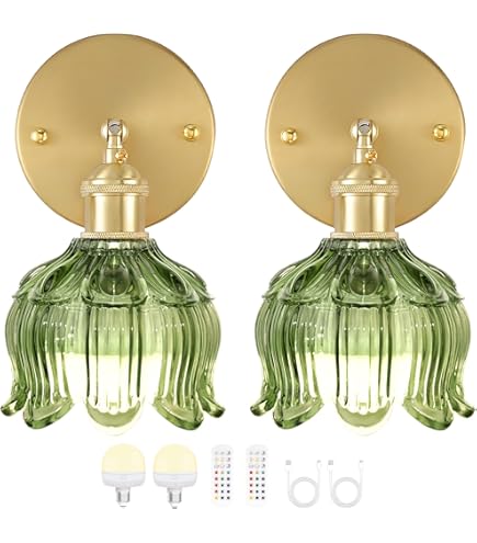 2 Pack Vintage Wall Sconces Brass Wall Mounted Lighting Fixture With G - View #6