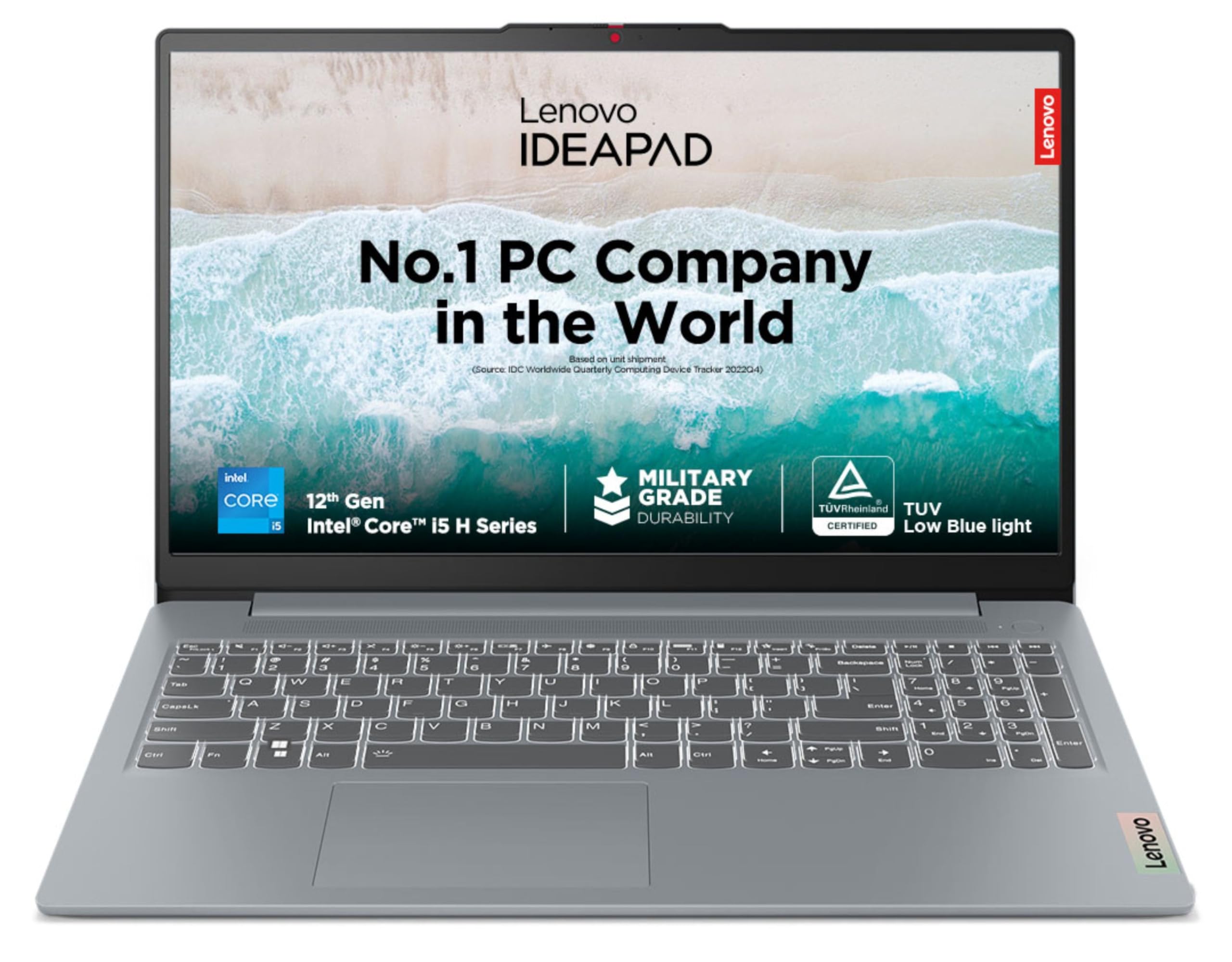 Lenovo IdeaPad Slim 3, 12th Gen Intel Core i5-12450H (16GB LPDDR5, 512GB SSD), Anti-glare, FHD 15.6"(39.6cm), Win 11, Office Home 2024, Arctic Grey, 1.62Kg, 83ER00MDIN, Thin & Light, Backlit KB Laptop