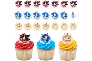 DecoPac Sonic the Hedgehog Rings, Cupcake Decorations Featuring Sonic, Tails, and Shadow - 24 Pack