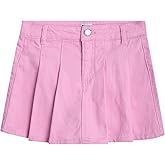 DKNY Girls Denim Skorts - High Waisted Girls Denim Skirt with Shorts Underneath Mini Kids Jean Skirt with Pockets (7-16)
