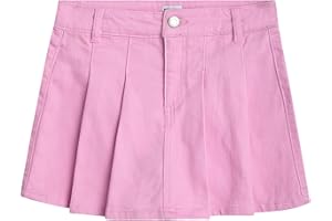 DKNY Girls Denim Skorts - High Waisted Girls Denim Skirt with Shorts Underneath Mini Kids Jean Skirt with Pockets (7-16)