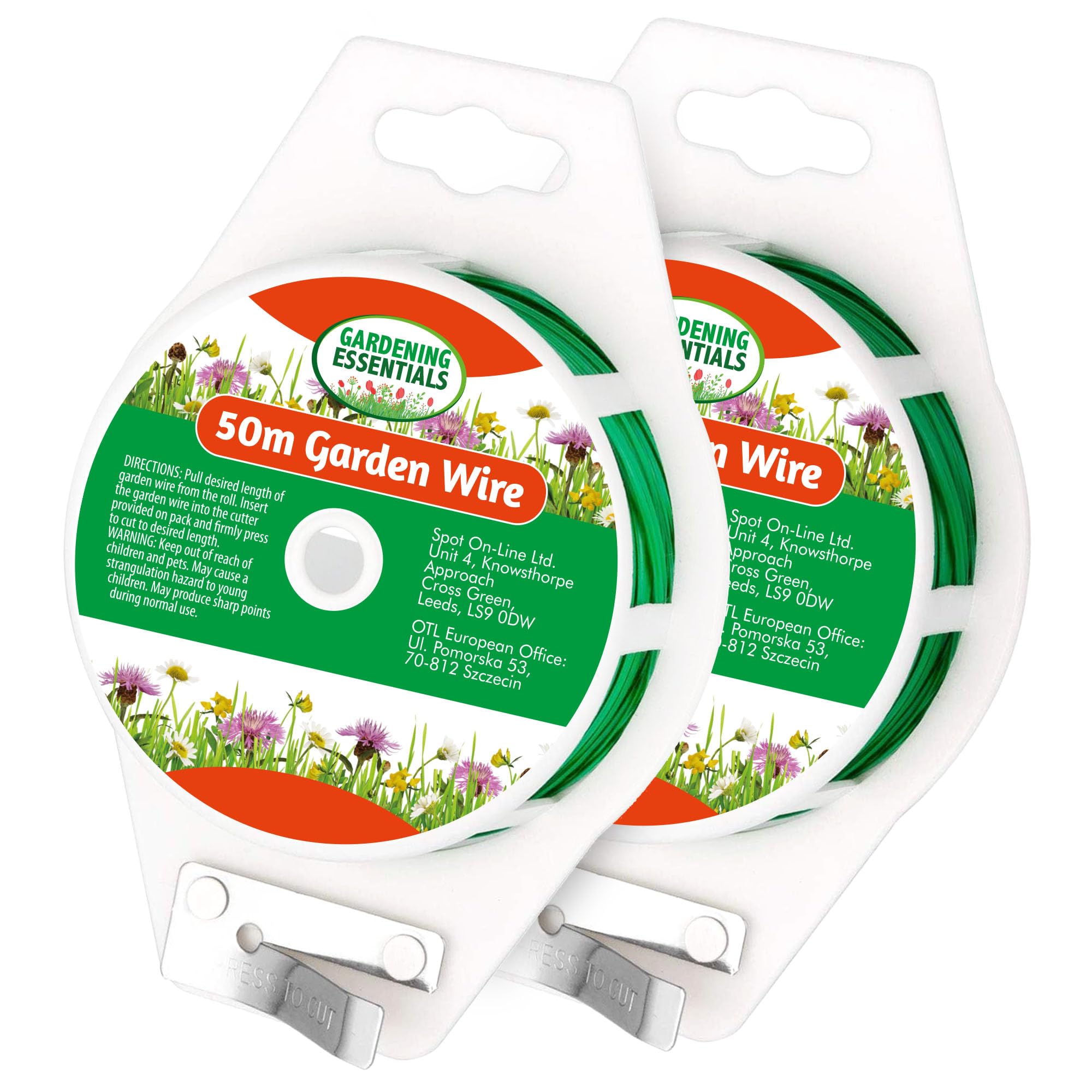 SOL 2pk 50m Garden Wire with Dispenser & Cutter, Heavy Duty Plant Ties for Climbing Plants, Shrubs, Trees & House Plants, Built-In Cutter for Quick & Easy Use, Ideal for Supporting & Training Vines