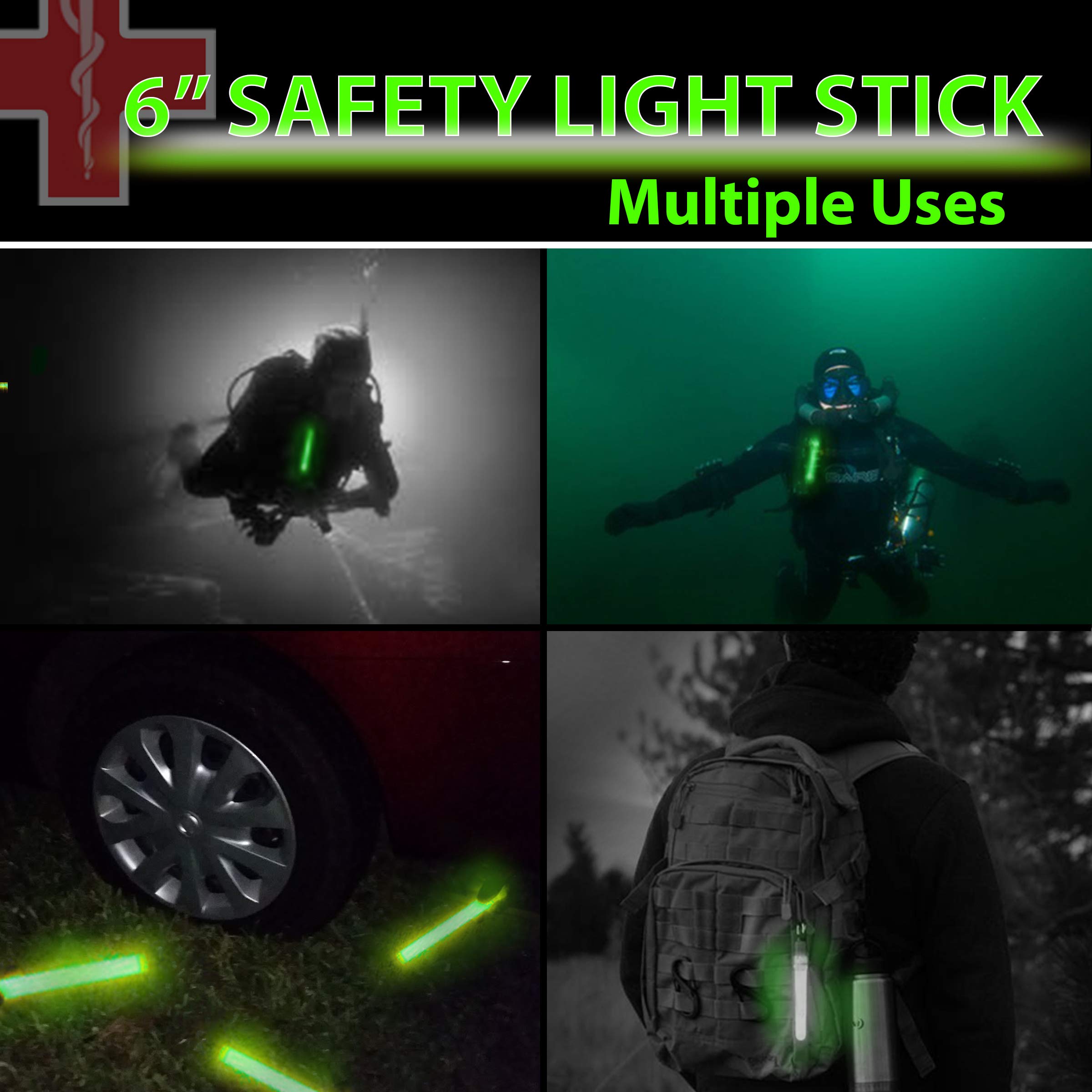 25 Ultra Bright Green Glow Sticks - Individual Packed With Lanyard - For Camping, Emergency Survival - Glow Lights for Blackouts, Hurricane and Storms- 6 Inch Chem Light Sticks with 12 Hour Duration