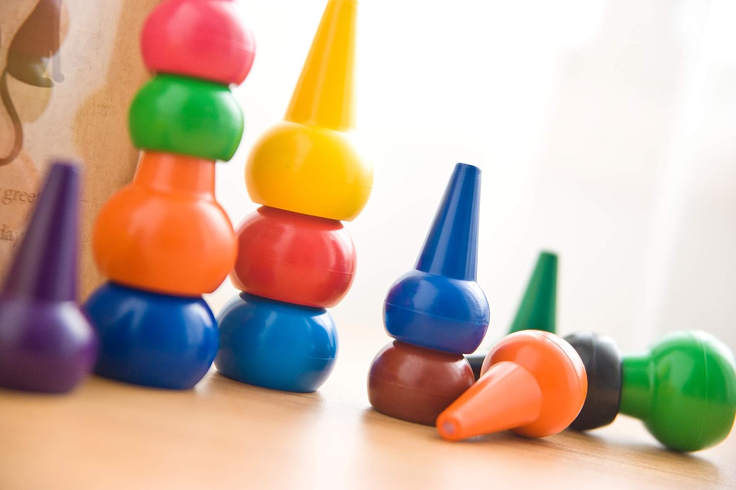 Baby Crayons 12 Colors Finger Crayons Painting Pencil Sticks Washable for Toddlers,Kids,Children,Boys and Girls,MeteorShower Safety and Non-Toxic Stackable Crayons: Office Products