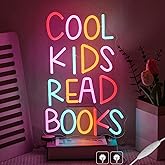 Cool Kids Read Books Neon Sign for Wall Decor, Reading Books Neon Light, Classroom Letter LED Light Up Sign for Library Classroom Reading Corner Bedroom Decor