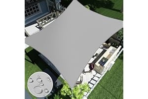 ECOOPTS 8'x12' Waterproof Sun Shade Sail Rectangle Canopy Cover UV Blockage for Outdoor Patio Pergola Backyard Garden (Light Gray)