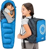 Trail Outdoor Kids Sleeping Bag Mummy 3 Season with Rucksack Blue 170cm