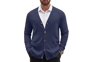 COOFANDY Men's Cardigan Sweater Long Sleeve Casual V Neck Button Down Knitted Sweater with Pockets