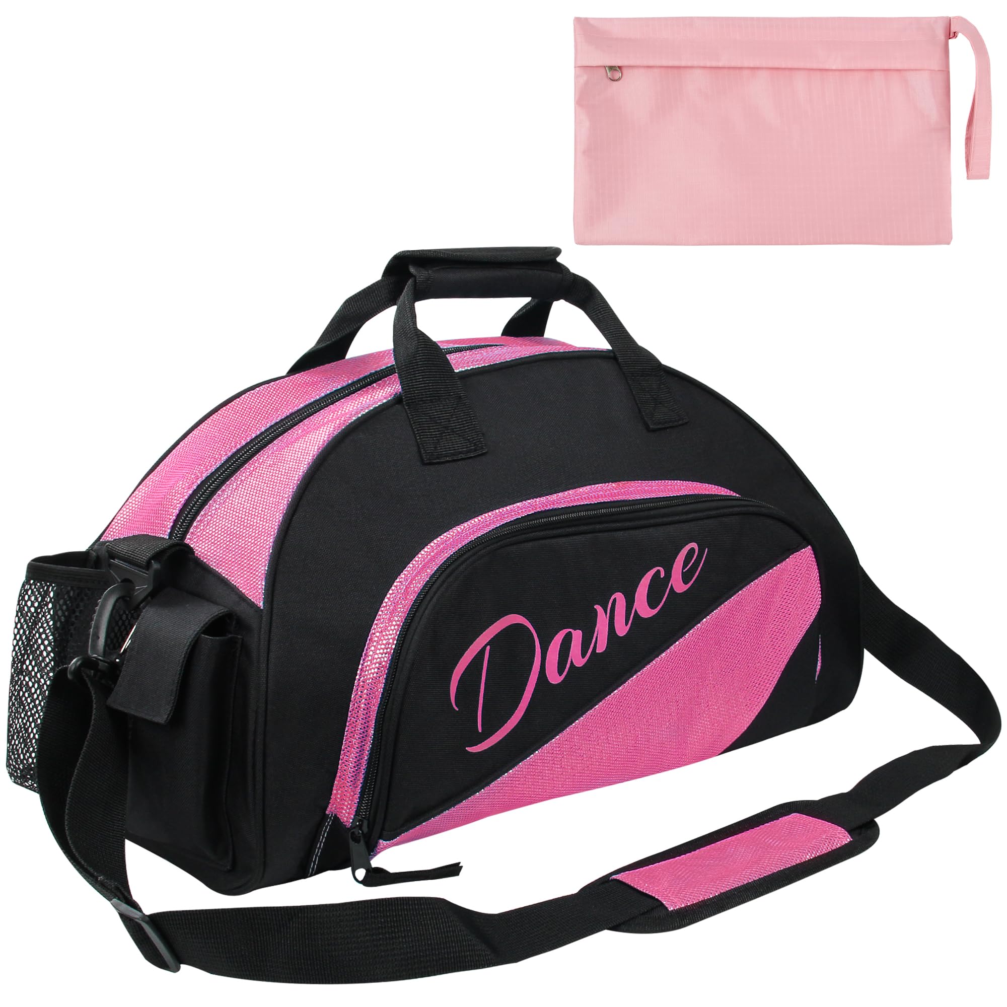 kilofly Girl's Ballet Dance Sports Gym Duffel Bag Travel Carry On + Handy Pouch, Red, 18.9 inch