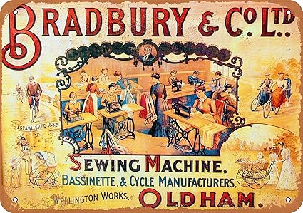 Ellis Bradbury - Cartel de Metal para máquina de Coser, Estilo Retro
