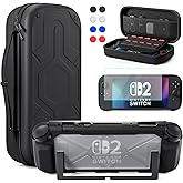 FANPL Case Bundle for Nintendo Switch 2 (2025) Accessories, Carrying Case for Switch 2 and Joy Con Controller with Hard Dockable Protective Cover, Screen protector, 8 Thumb Grips, Mecha Style Design