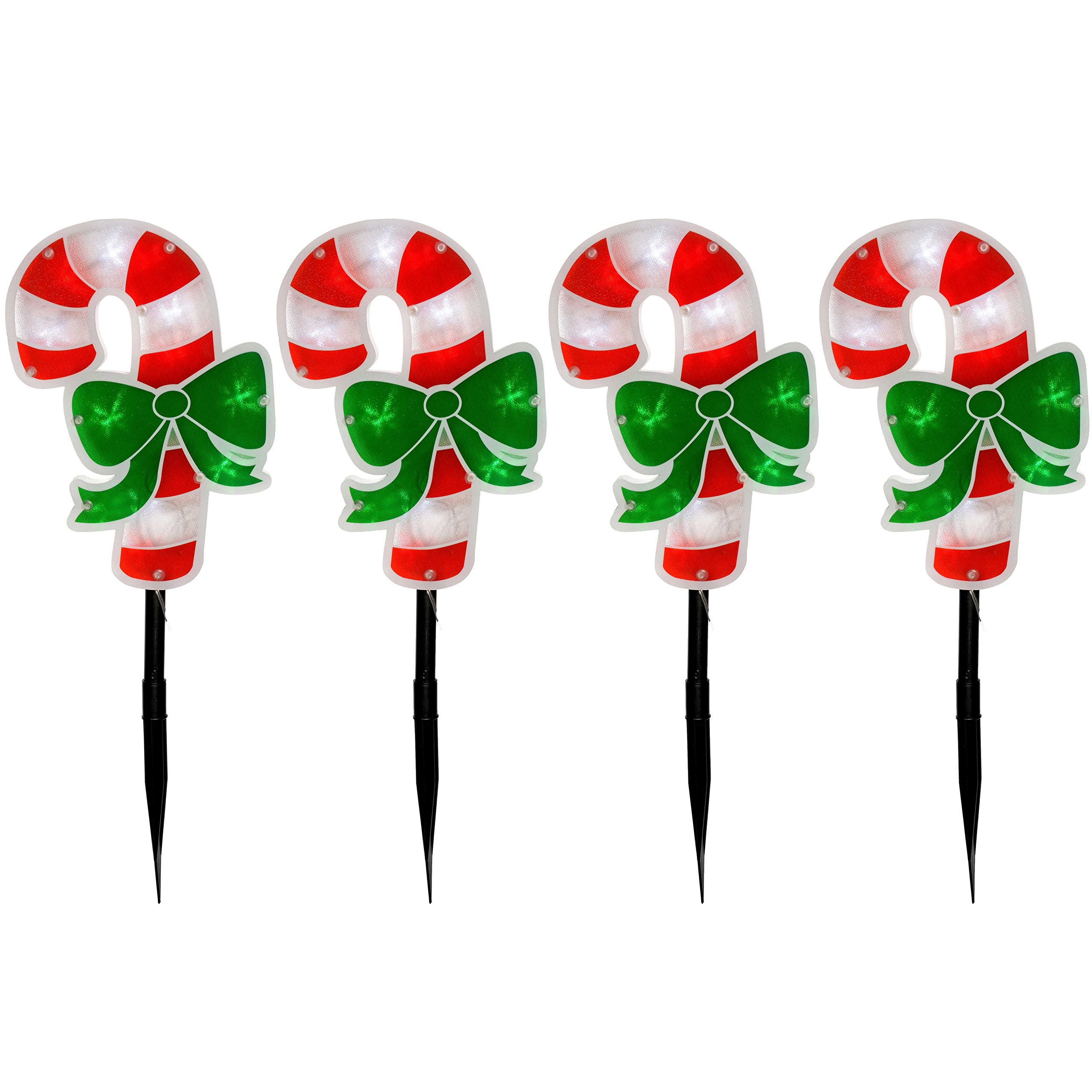WeRChristmas Candy Cane Pathway Christmas Lights Double Sided, 24 cm - Multi-Colour, Set of 4