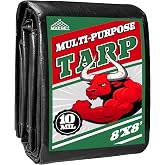 MVPNET 8x8 ft Heavy Duty Tarp 10mil UV Reinforced Grommets Green&amp;Black
