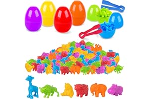 BMMFF 48PCS Easter Eggs Prefilled Plastic Easter Eggs with Counting Dinosaurs Toys Inside Filled,Toddlers Easter Basket Stuffers Egg Fillers Gifts