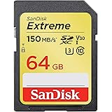SanDisk 64GB Extreme SDXC UHS-I Card - C10, U3, V30, 4K UHD, SD Card - SDSDXV6-064G-GNCIN, Black