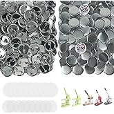 Onemorello 200 Sets Button Maker Supplies, 25mm / 0.98 inch Button Supplies Buttons Parts, (Approx. 1 inch) Metal Blank Badge Parts with Blank Paper for Buttons Maker Machine Pin Maker Press